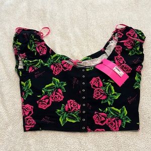 Betsey Johnson rose top and mini skirt